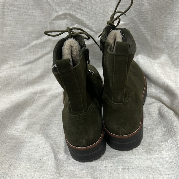 Crown & Ivy Hiking Boots Naomi Olive Suede Lace Up & Zip Sides Size 9.5 - Picture 4 of 7